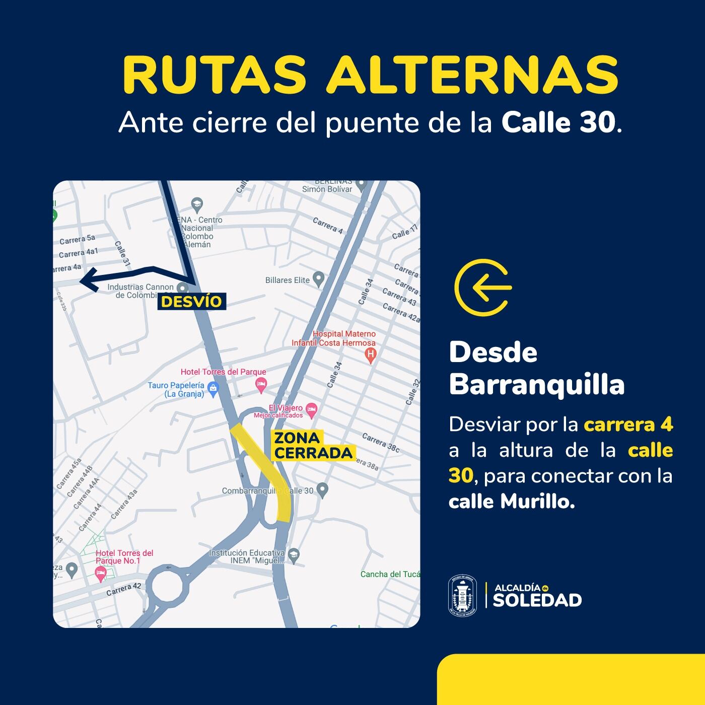 Rutas alternas tras tragedia en Soledad.