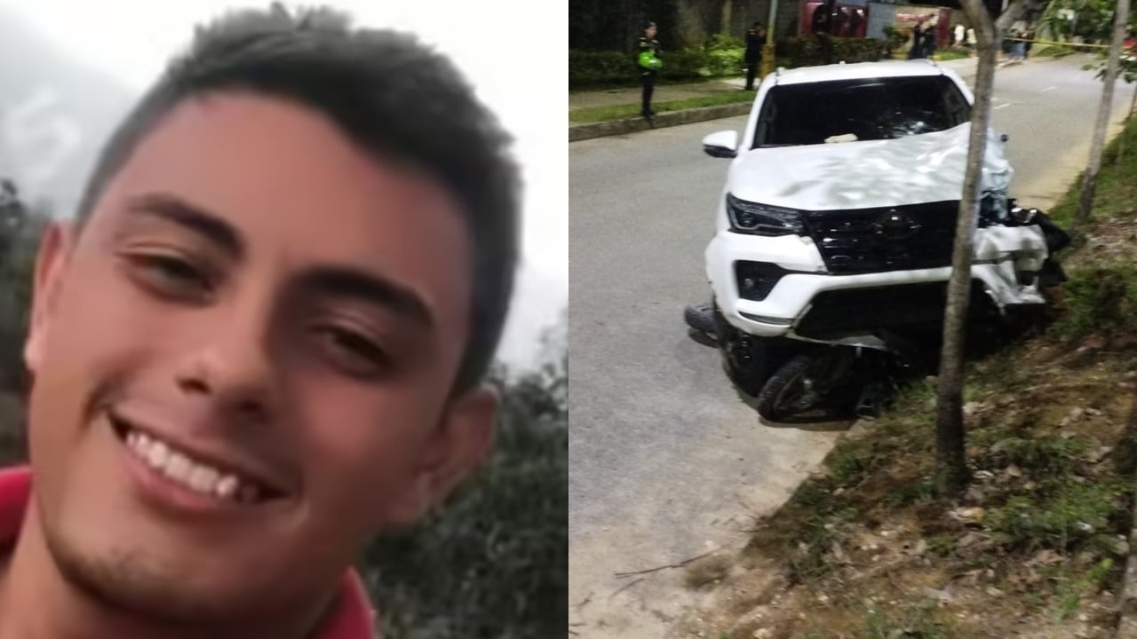 Anderson Báez Mendoza y camioneta involucrada en accidente en Floridablanca.