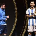 La estatua de cera en honor a Messi, presentada en la Noche de Estrellas por la Conmebol.