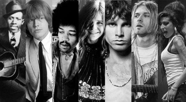 La última en ingresar al club de los 27 fue Amy Winehouse. Pero antes ya formaban parte de él: Brian Jones, Janis Joplin, Kurt Cobain, Jimi Hendrix, Robert Johnson y Jim Morrison. 