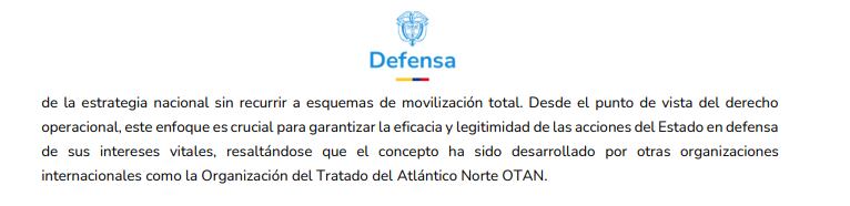 Documento del Ministerio de Defensa donde se resalta a la OTAN.