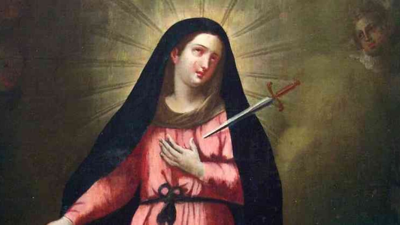 La Virgen Dolorosa, Anónimo, hace parte de la exposición "La persistencia del Dogma" en el Museo de Antioquia. Foto: Úrsula Ochoa