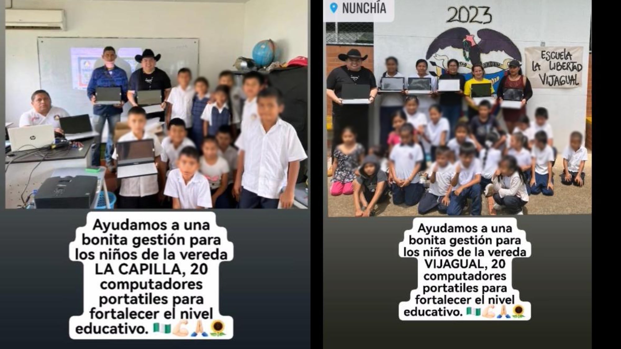 Candidato a la Alcaldía de Nunchía haciendo campaña con computadores que presuntamente serían del Gobierno.