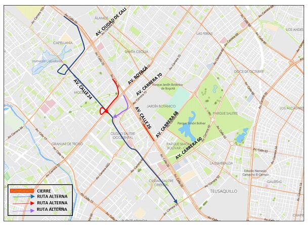 Mapa 3. Rutas alternas sentido Occidente – Oriente