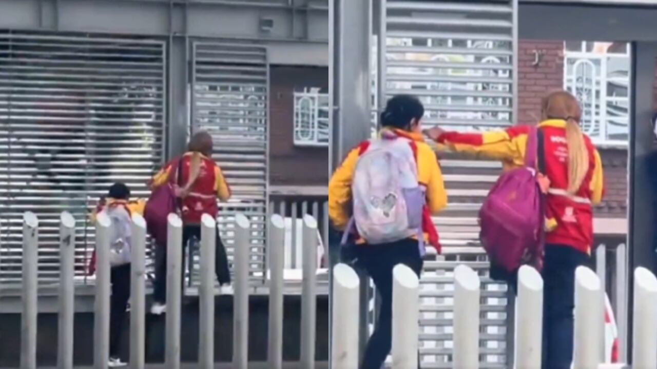 Funcionarias de TransMilenio colándose.