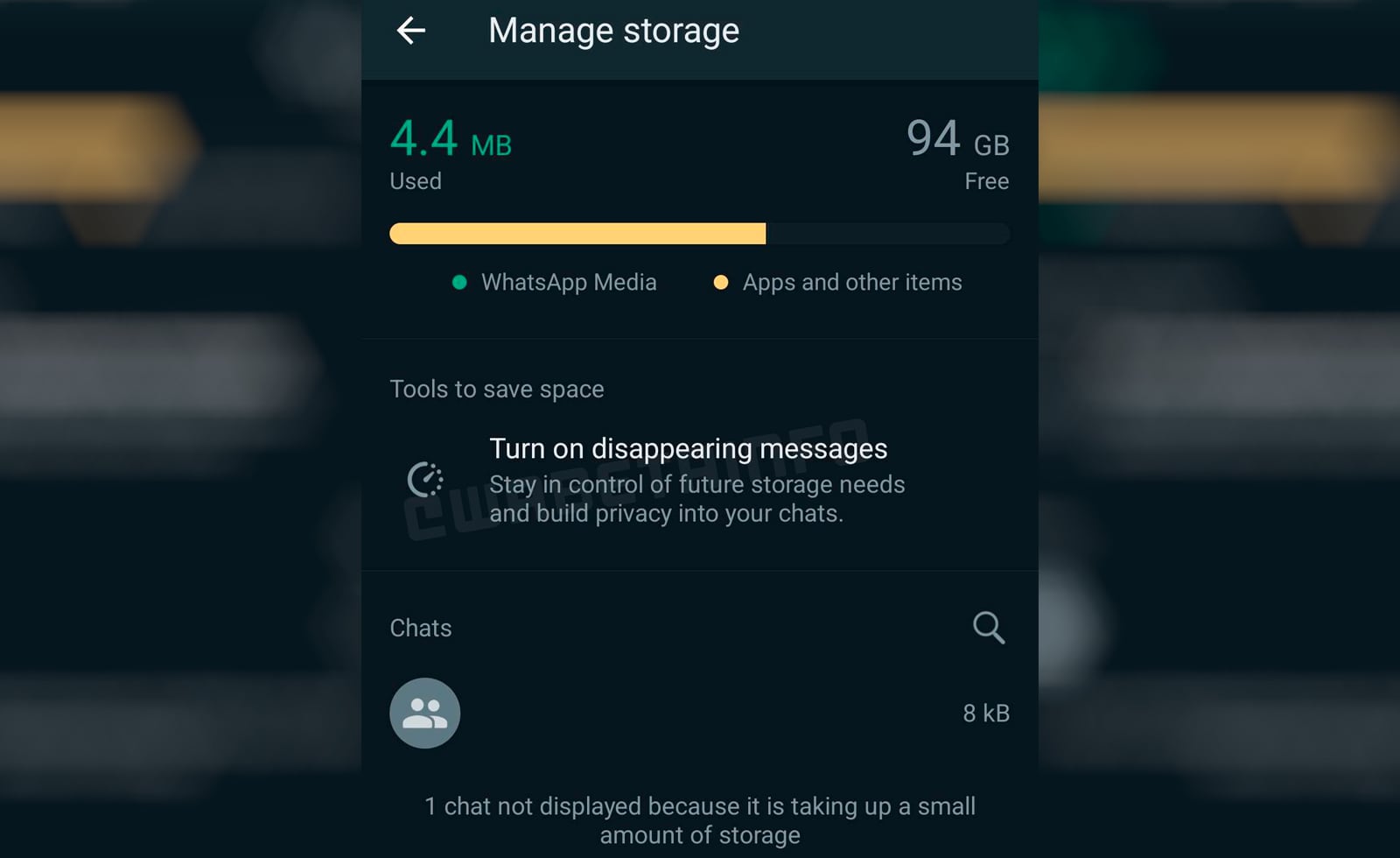 Atajo para usar la opción de Mensajes temporales en WhatsApp.