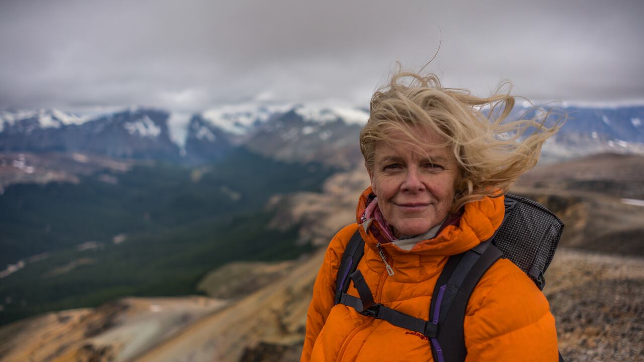 Kris Tompkins on her hike up the mountain range in Patagonia, Chile. (Jimmy Chin)