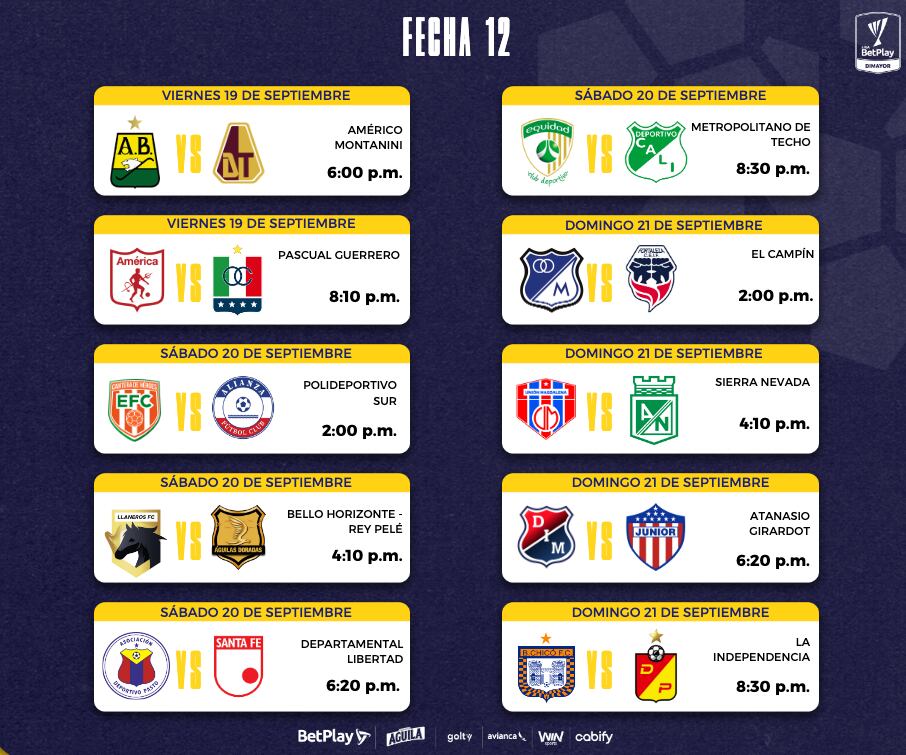 Liga BetPlay 2025 segundo semestre fecha 12