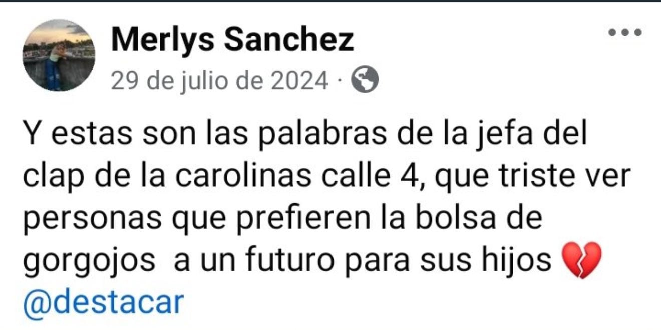 Mensaje emitido por la joven venezolana