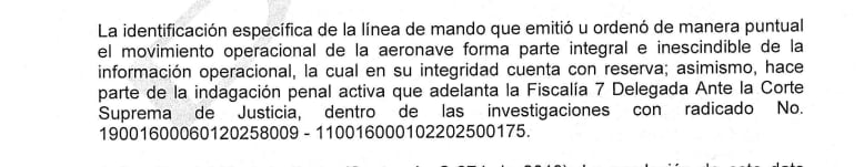 Documento donde el Ejército confirma que son varias las investigaciones que cursan en contra del general Federico Mejía.