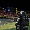 Hinchada popular de América de Cali que estuvo en El Campín vs. Santa Fe