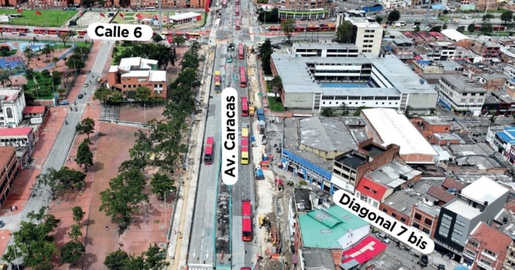 Comienza en firme construcción del viaducto de la Línea 1 del Metro de Bogotá en la avenida Caracas entre las calles 4 y 11.
