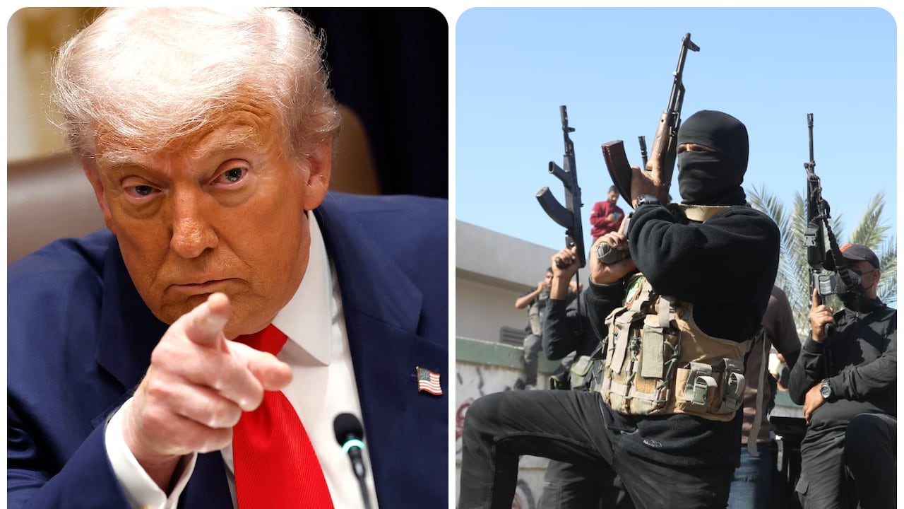 El presidente estadounidense Donald Trump y el grupo Hamás.