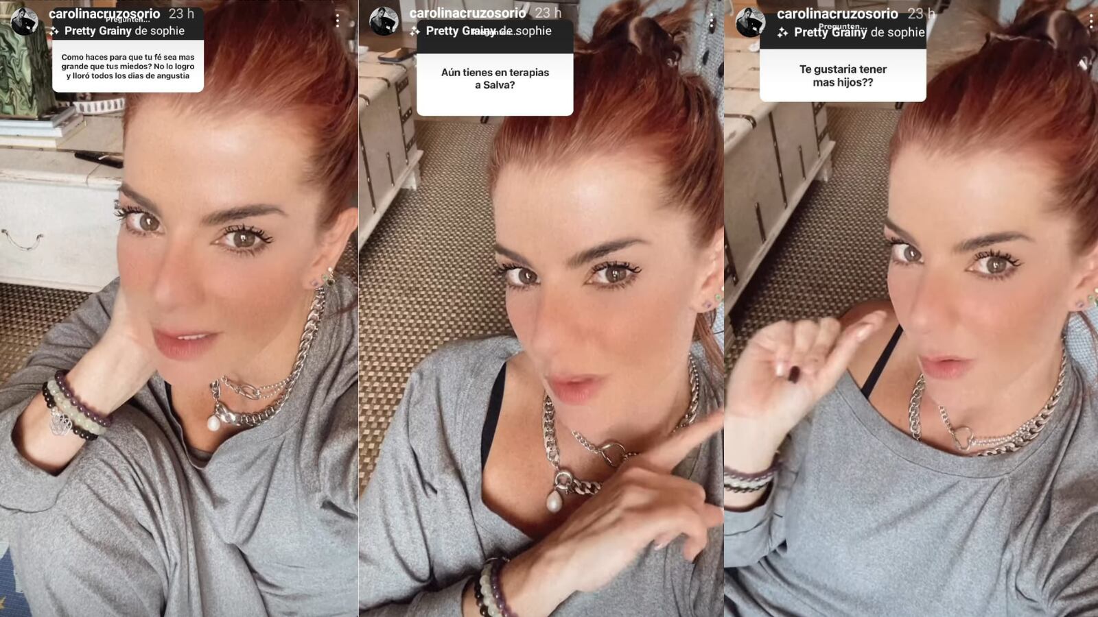 Historias de Instagram de Carolina Cruz.