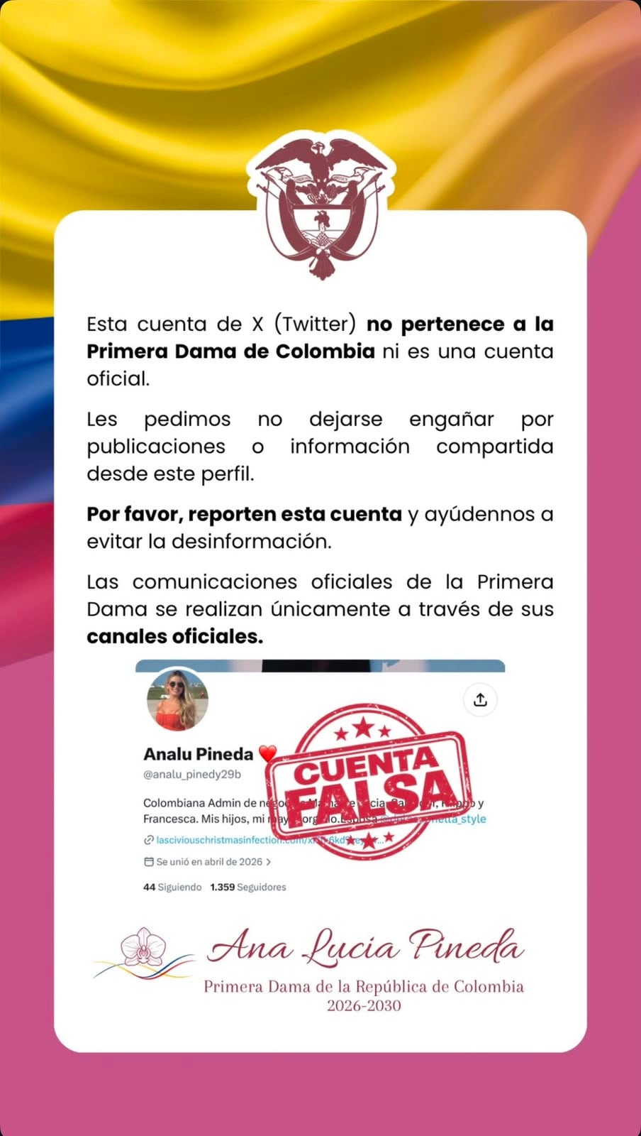 Comunicado primera dama