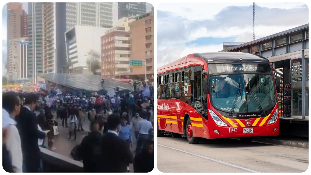 Se registra manifestación a la altura del Museo Nacional en Bogotá.