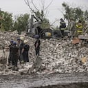 Consecuencias del bombardeo ruso en Chasiv Yar, Ucrania.