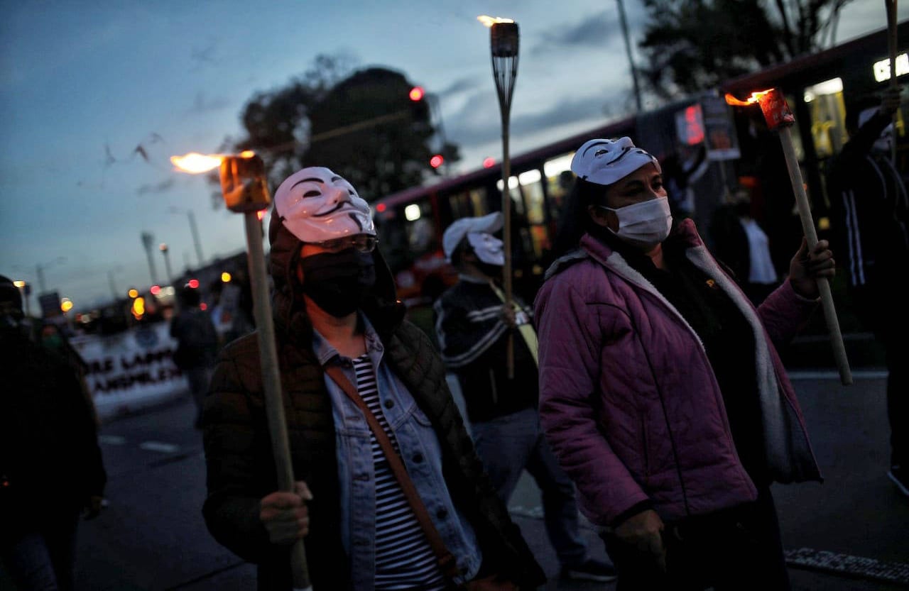Se presentan marchas en Colombia durante cuarentena