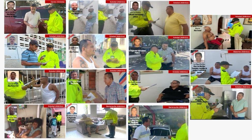 Algunos de los capturados en la redada.