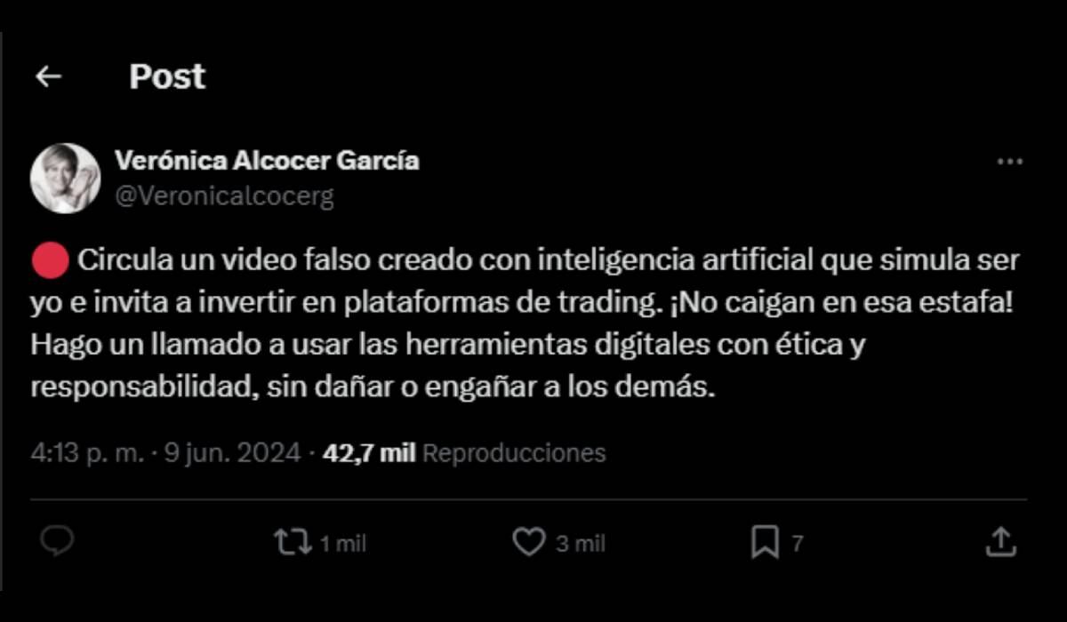 Verónica Alcocer denuncia una estafa en donde suplantan su identidad