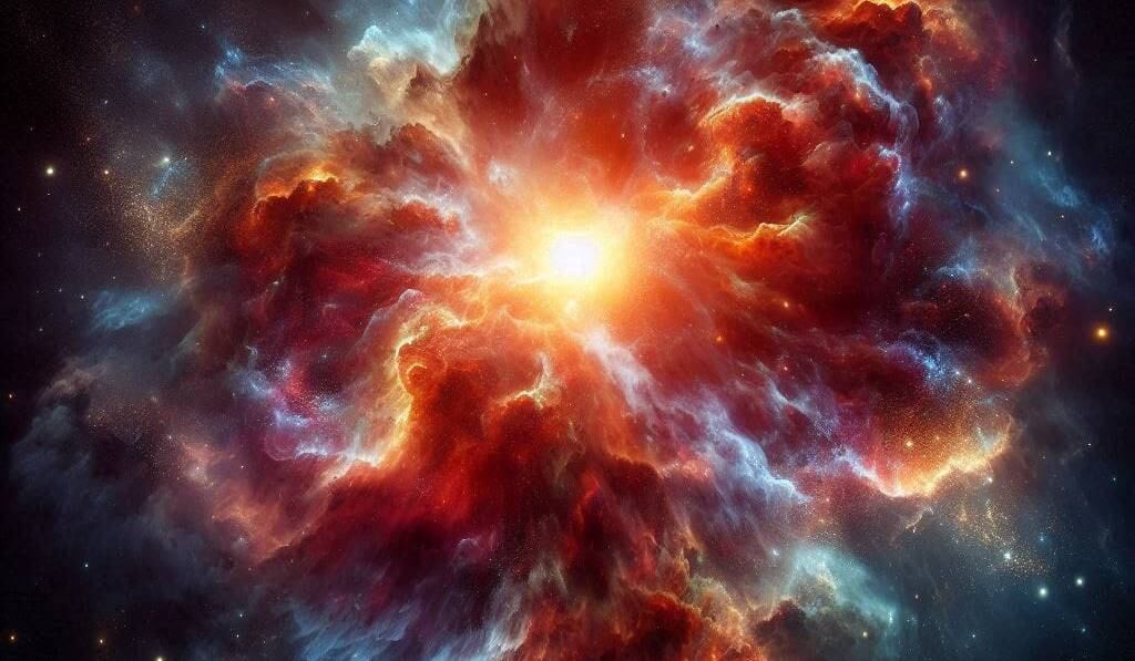 Imagen generada por una IA de una supernova, evento que intriga a los científicos.