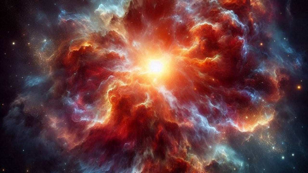 Imagen generada por una IA de una supernova, evento que intriga a los científicos