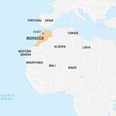 Mapa que muestra la distancia entre Marruecos y España (Foto de: Encyclopaedia Britannica/Universal Images Group vía Getty Images)