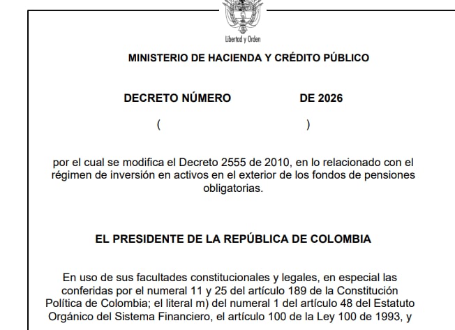 Proyecto de decreto sobre inversión de pensiones