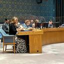 Marta Lucía Ramírez en la ONU entregando el reporte avances proceso de implementación de los acuerdos de paz