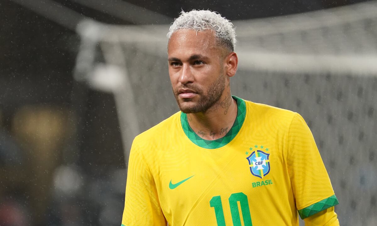 TOKYO, JAPAN - JUNE 06: Neymar Jr. of Brazil react during the international friendly match between Japan and Brazil at National Stadium on June 06, 2022 in Tokyo, Japan. (Photo by Getty Images/Etsuo Hara)