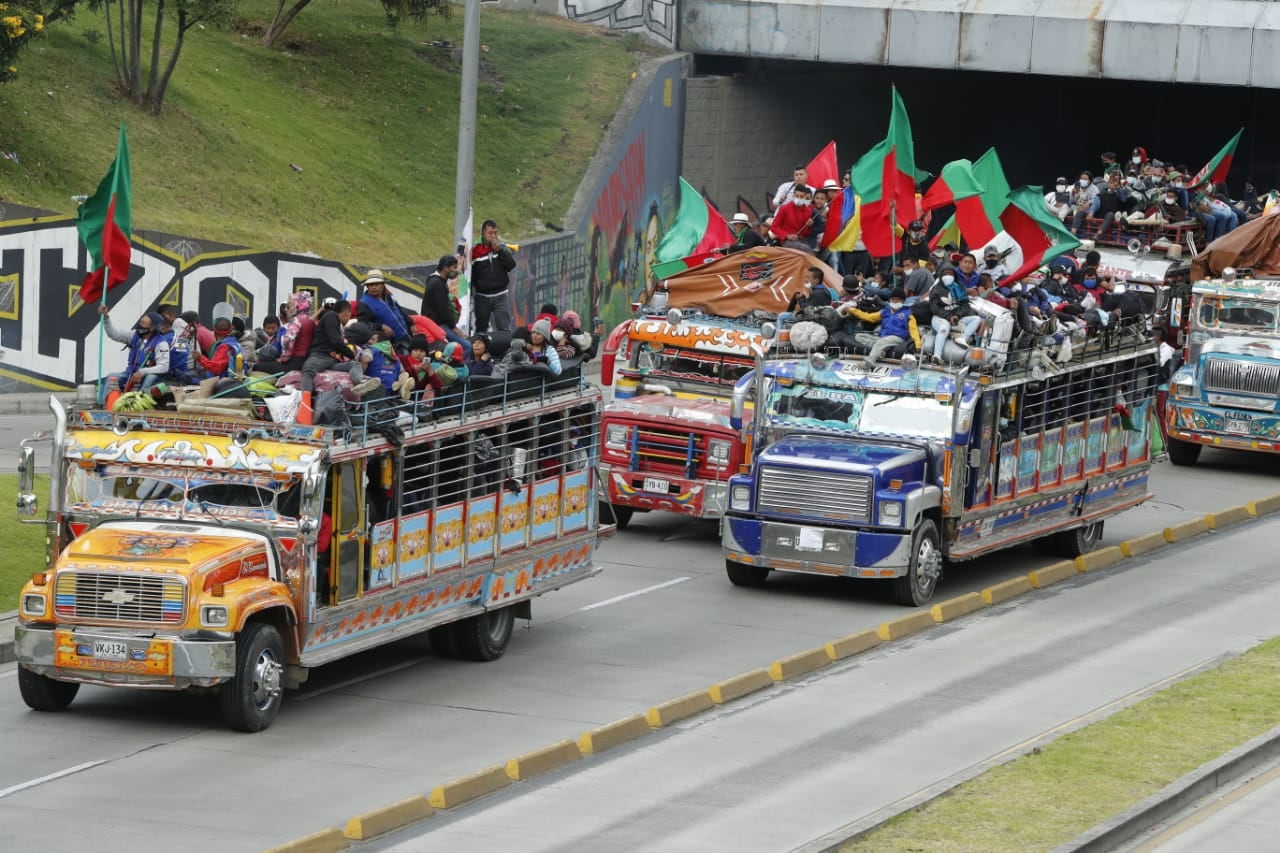 llegada de la minga al centro de Bogotá