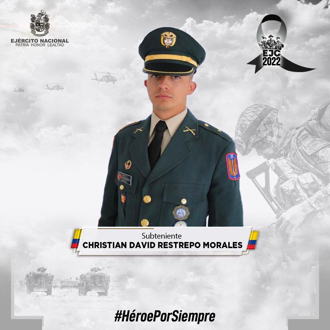 Subteniente Christian David Restrepo Morales, asesinado por el ELN.
