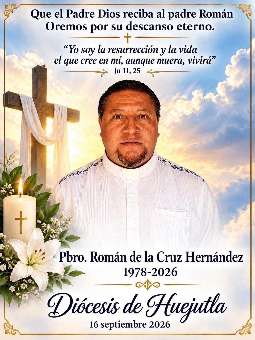 Anuncio emitido en México tras la muerte del sacerdote