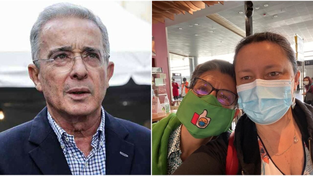 El expresidente Álvaro Uribe y la alcaldesa Claudia López cuando salió de viaje junto a su pareja, la congresista Angélica Lozano