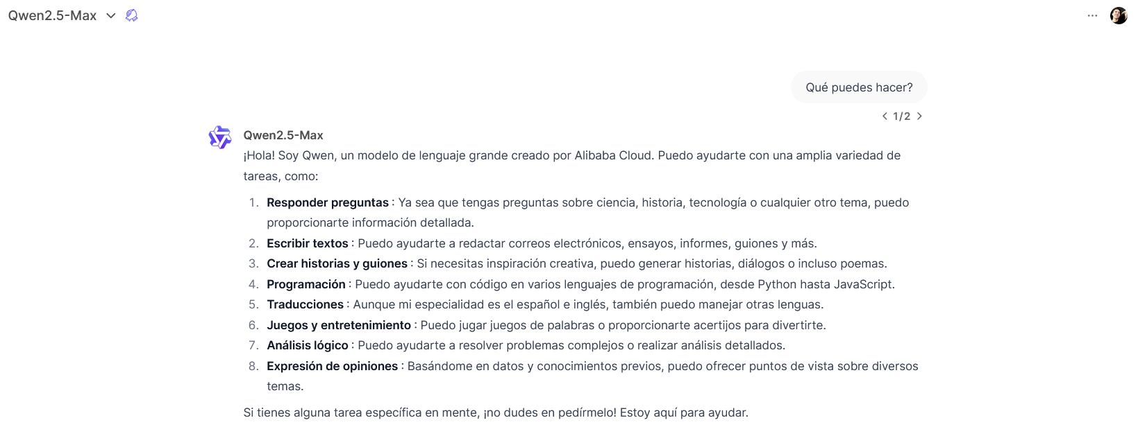 Prueba de Semana, Qwen generador de texto