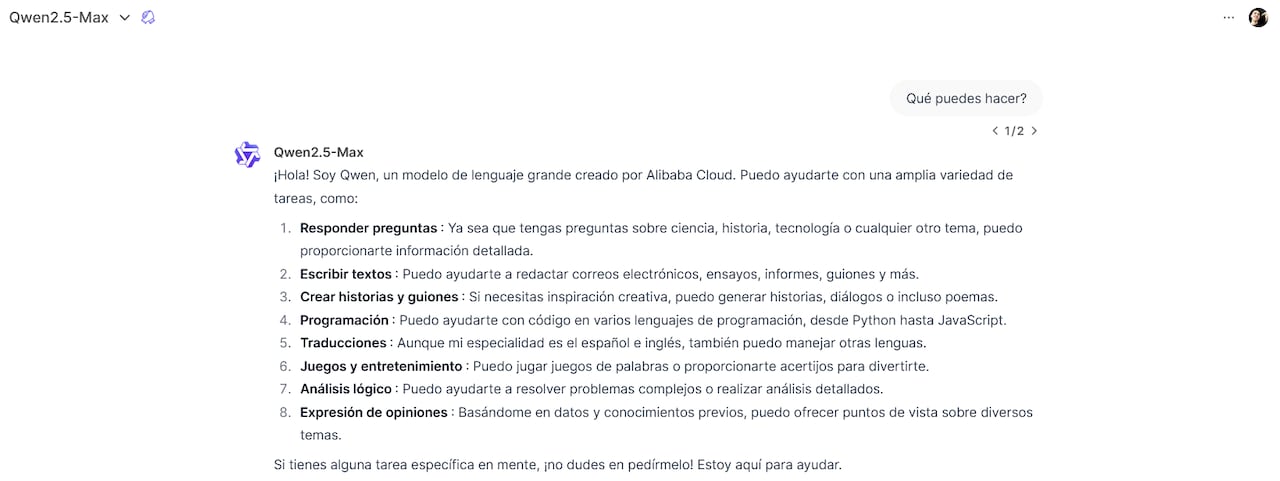 Prueba de Semana, Qwen generador de texto