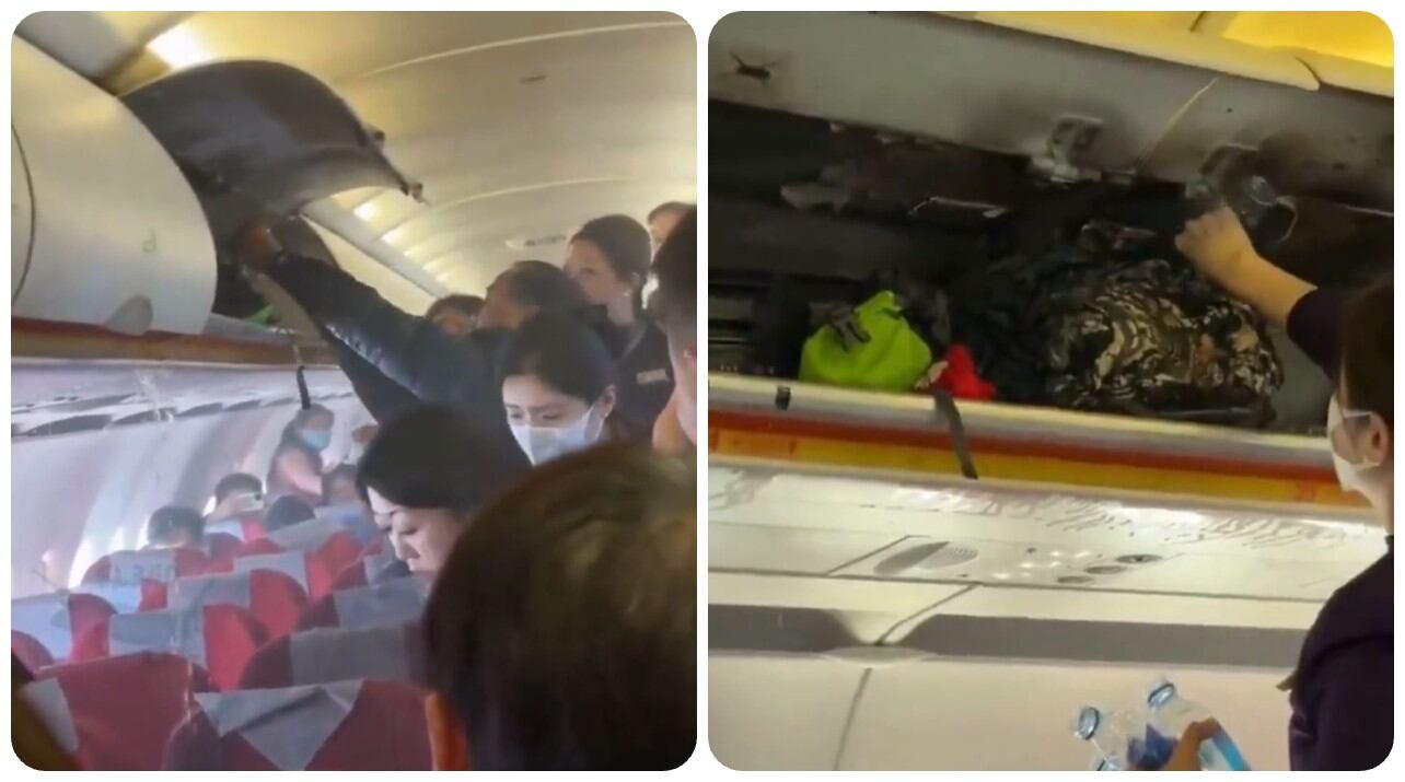 Los pasajeros tuvieron que usar diferentes métodos para apagar las llamas