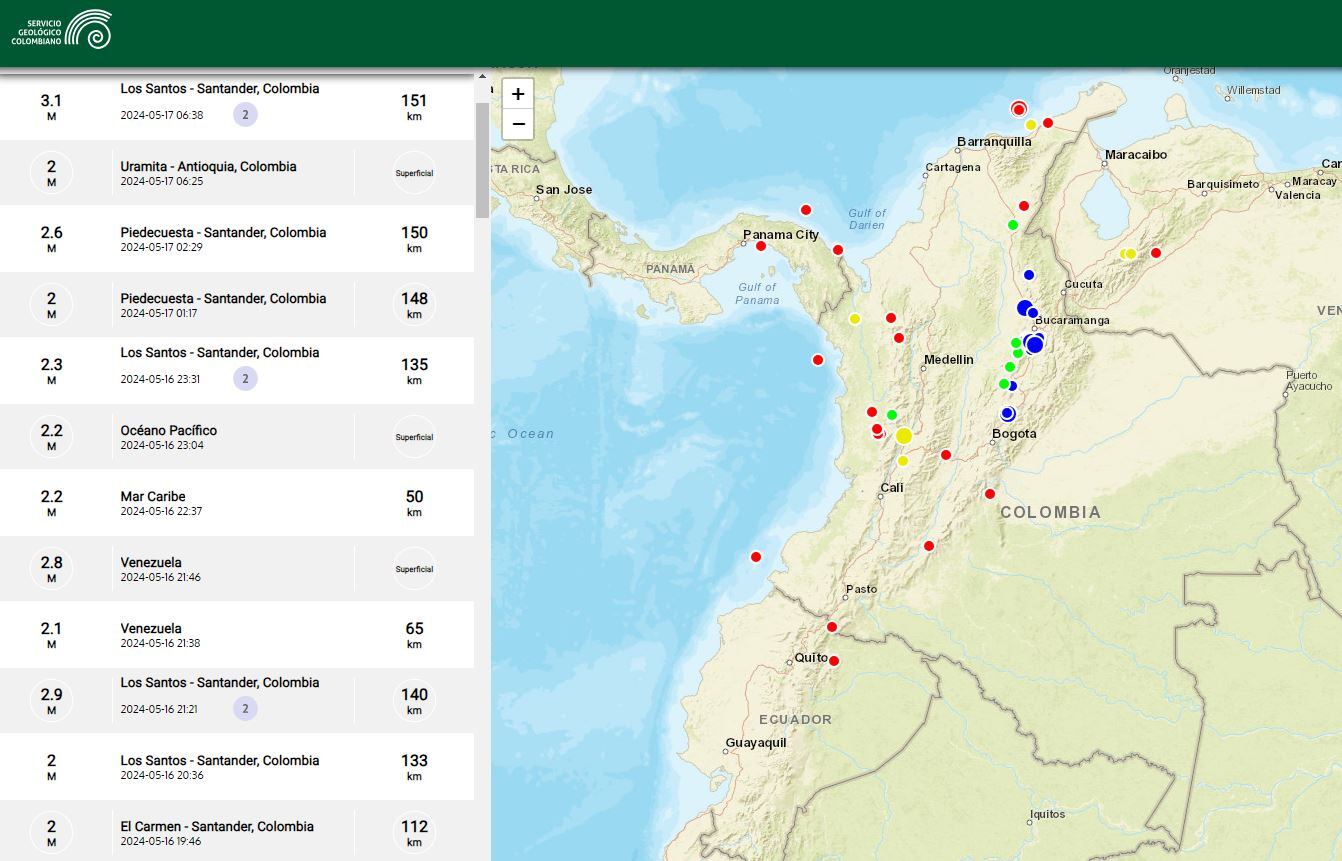 El departamento de Santander y el Pacífico son las regiones donde más temblores se registran en Colombia.