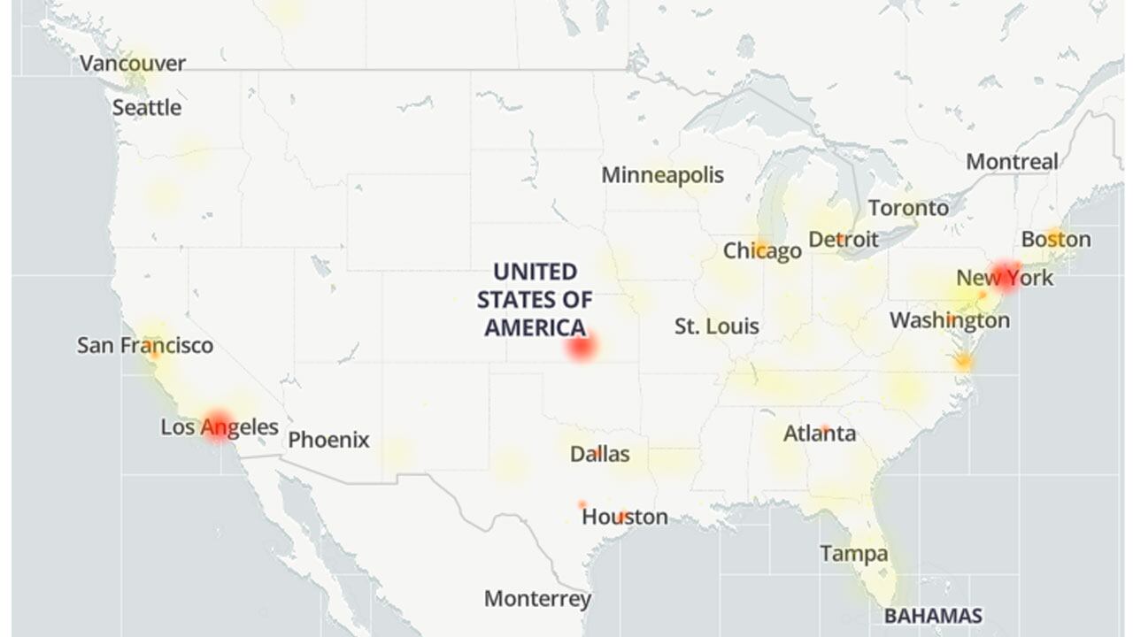 Reporte de Downdetector.com sobre la caída de Instagram en Estados Unidos.