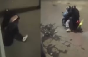 Los delincuentes mientras ejecutaban el robo.