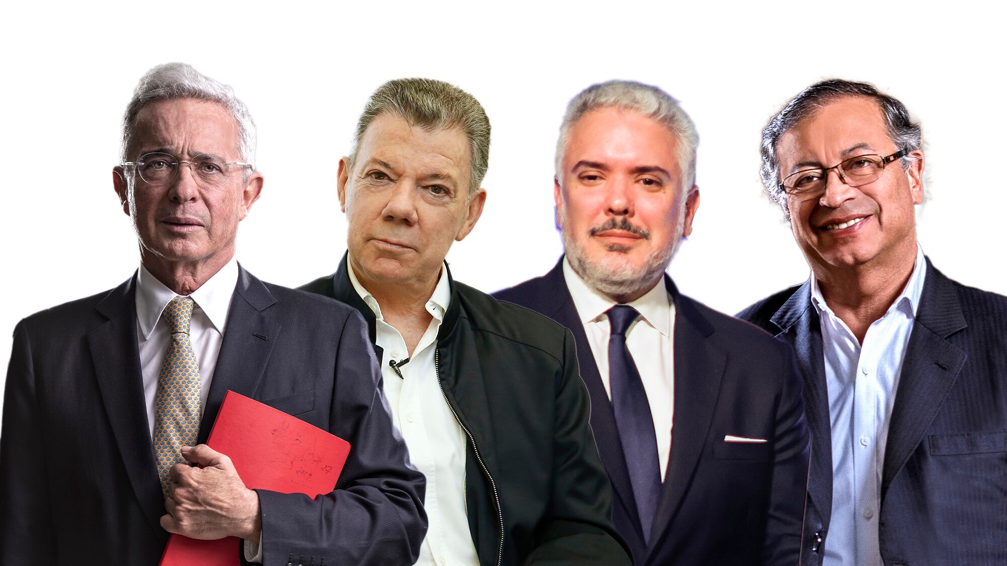 Álvaro Uribe, Juan Manuel Santos, Ivan Duque y Gustavo Petro