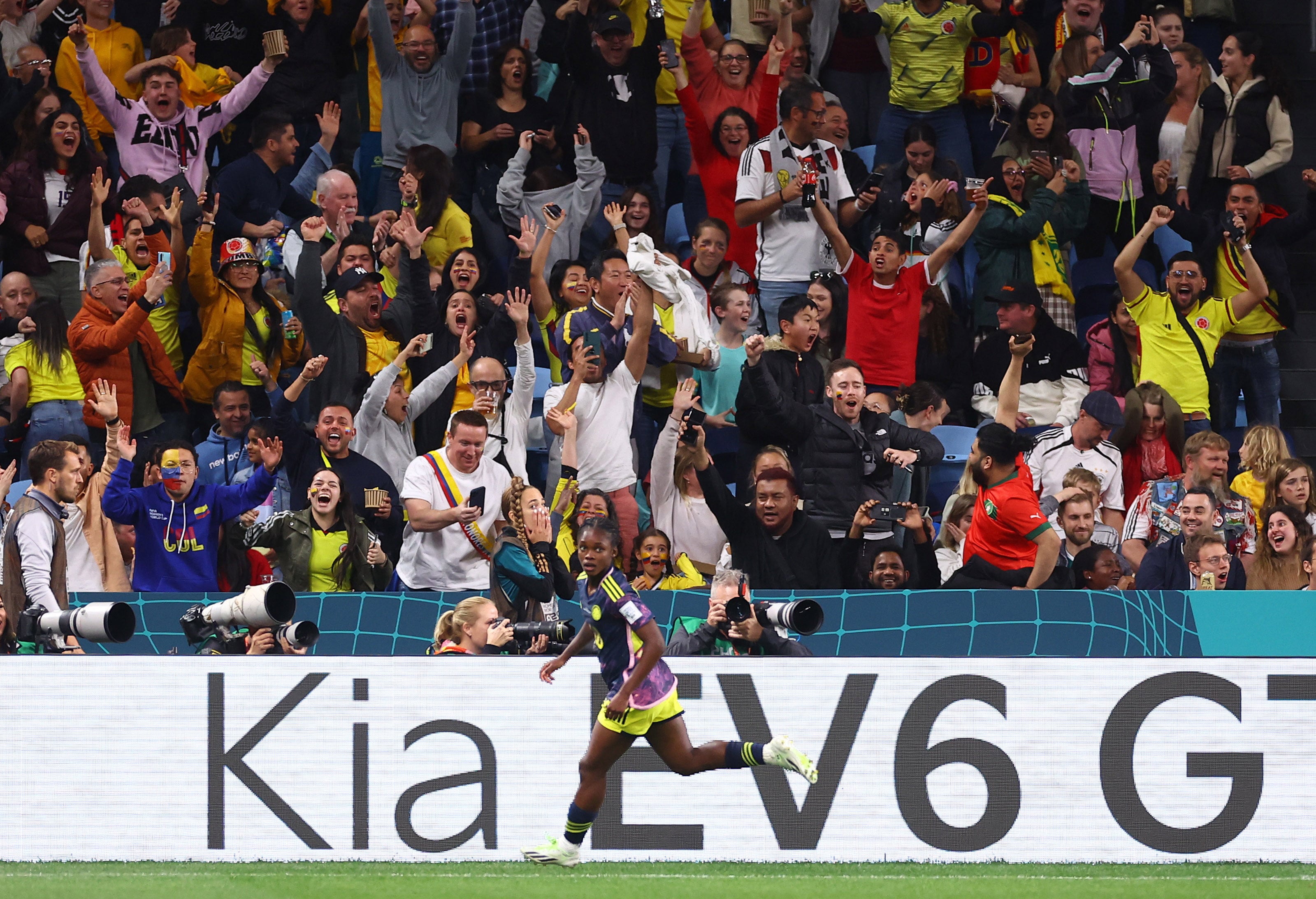 Soccer Football - FIFA Women’s World Cup Australia and New Zealand 2023 - Group H - Germany v Colombia - Sydney Football Stadium, Sydney, Australia - July 30, 2023 Colombia's Linda Caicedo celebrates scoring their first goal REUTERS/Carl Recine