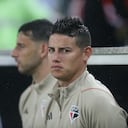 James Rodríguez en el banquillo de Sao Paulo.
