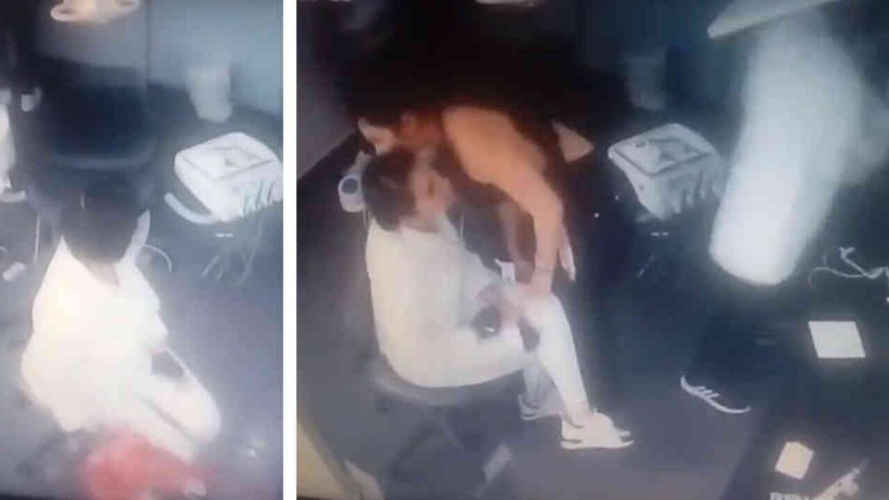 Minutos antes de lanzarse, Merlano queda sola en el consultorio. La mujer se sube a la ventana donde aguarda durante casi un minuto antes de efectuar su salto.