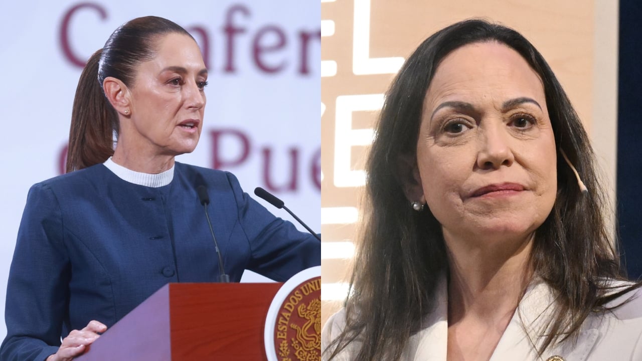 De izquierda a derecha: Claudia Sheinbaum y María Corina Machado.