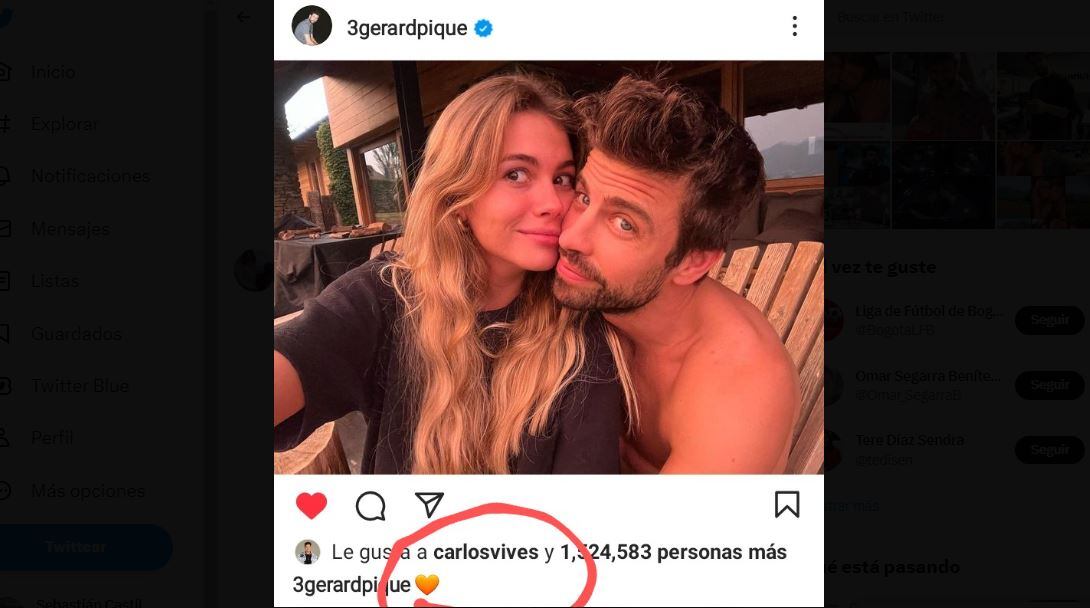 Carlos Vives le dio 'like' a la foto de Piqué y Clara Chía