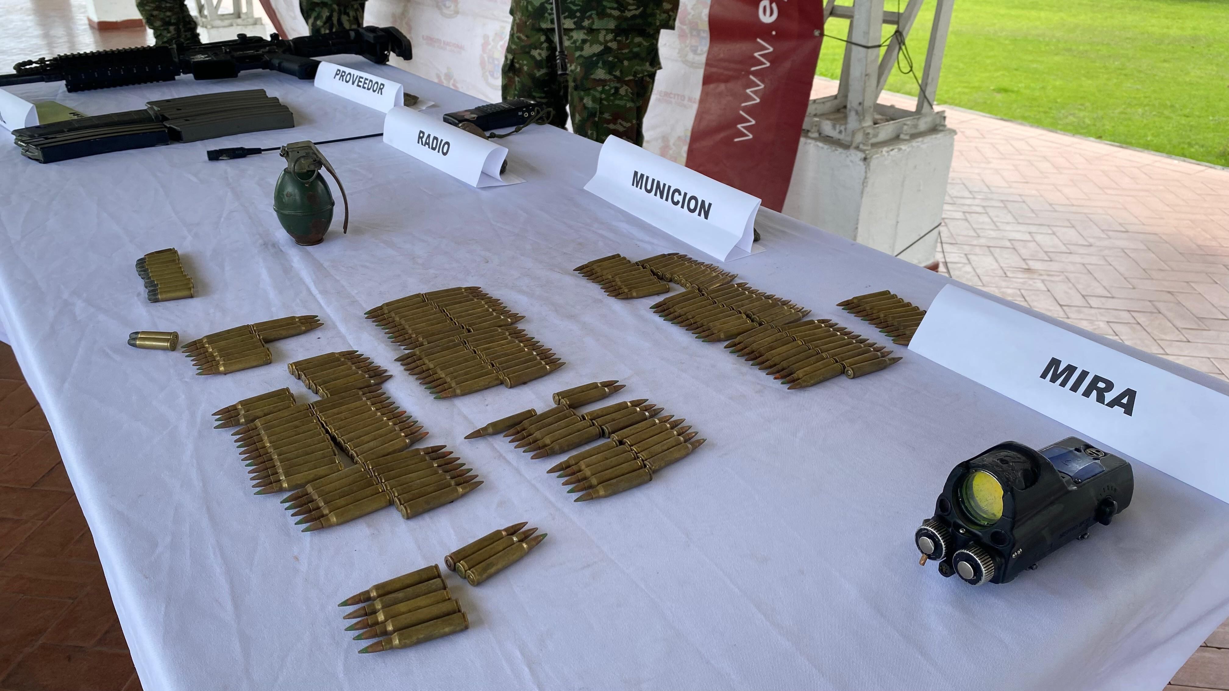 Municiones incautadas a integrantes del EMC en Cauca.