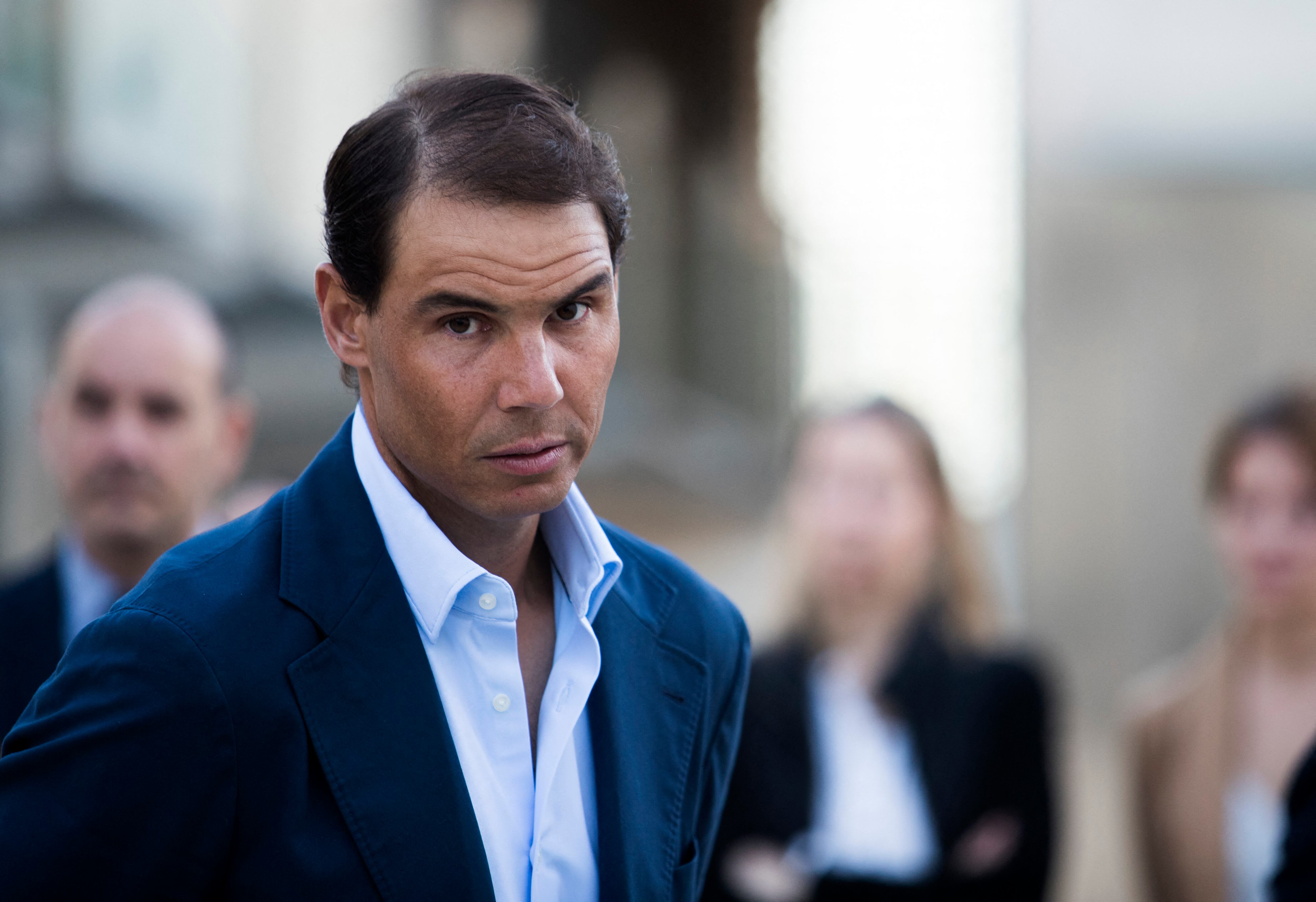 Spanish tennis player Rafa Nadal arrives at the awards ceremony of the Rafa Nadal Foundation in Palma de Mallorca on March 27, 2023. (Photo by JAIME REINA / AFP)