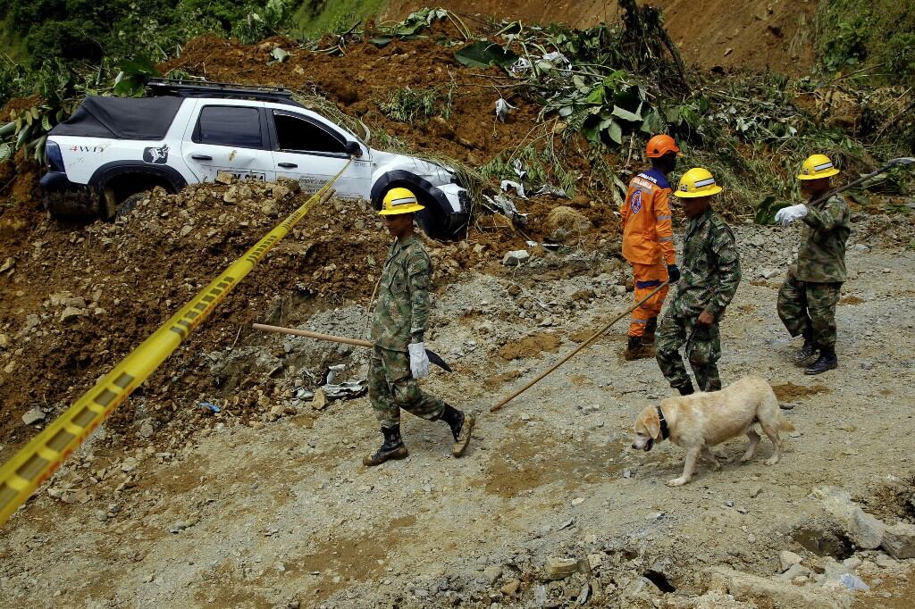 Labores de rescate de las victimas del derrumbe del Chocó. AFP