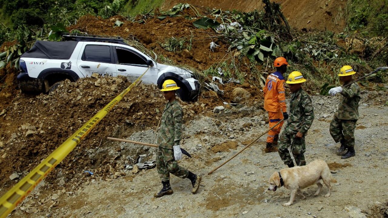 Labores de rescate de las victimas del derrumbe del Chocó. AFP